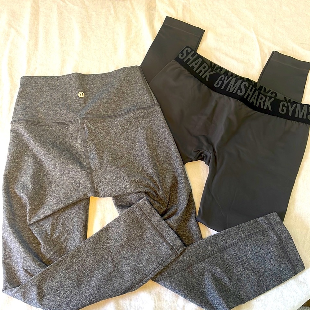 Two pairs! Lululemon & Gymshark leggings size S/4 grey